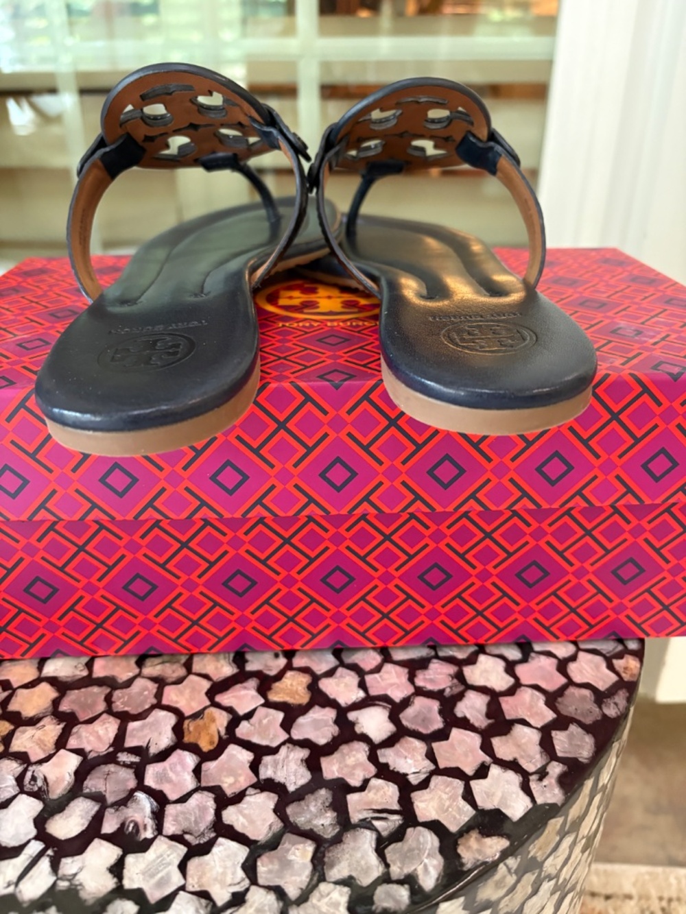 Tory Burch Miller Sandals Women's 7.5 Bright Navy NIB - Picture 6 of 8
